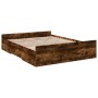 Cama con cajones madera de ingeniería roble ahumado 150x200 cm de , Camas y somieres - Ref: Foro24-3280290, Precio: 149,46 €,...
