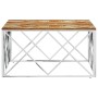 Mesa de centro acero inoxidable y madera reciclada plateada de vidaXL, Mesas de centro - Ref: Foro24-349976, Precio: 93,78 €,...