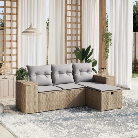 Juego de sofás jardín con cojines beige mezcla 4 pzas ratán PE de , Conjuntos de jardín - Ref: Foro24-3264375, Precio: 268,63...