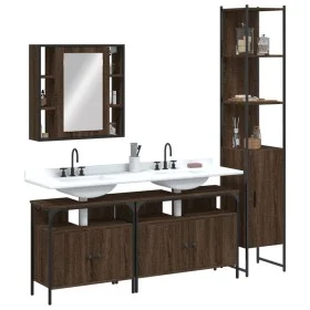 Set de muebles de baño 4 pzas madera contrachapada marrón roble de , Muebles de baño - Ref: Foro24-3214749, Precio: 248,50 €,...