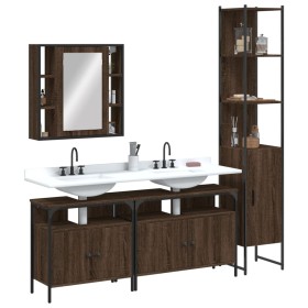 Set de muebles de baño 4 pzas madera contrachapada marrón roble de , Muebles de baño - Ref: Foro24-3214749, Precio: 252,09 €,...