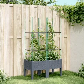 Planter with gray PP trellis 80x40x142.5 cm by , Pots and planters - Ref: Foro24-367951, Price: 41,20 €, Discount: %