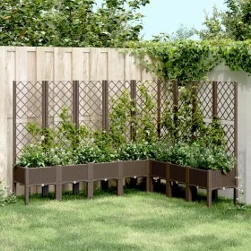 Jardinera con enrejado PP marrón 200x160x142 cm de , Maceteros y jardineras - Ref: Foro24-367945, Precio: 281,78 €, Descuento: %