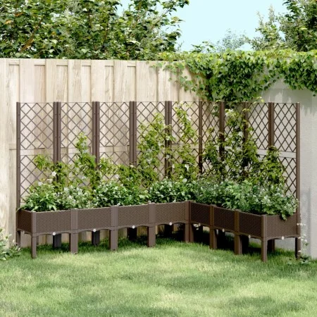 Jardinera con enrejado PP marrón 200x160x142 cm de , Maceteros y jardineras - Ref: Foro24-367945, Precio: 281,78 €, Descuento: %