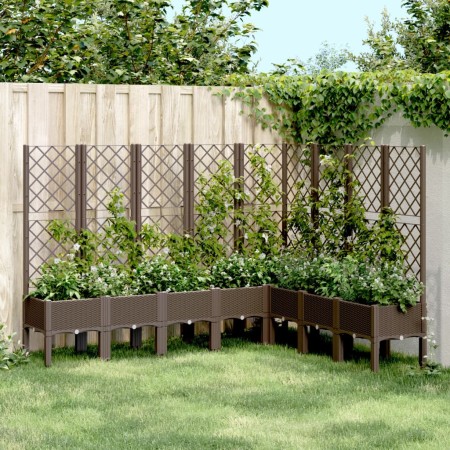 Jardinera con enrejado PP marrón 200x160x142 cm de , Maceteros y jardineras - Ref: Foro24-367945, Precio: 287,22 €, Descuento: %