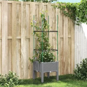 Jardinera con enrejado PP gris claro 40x40x142,5 cm de , Maceteros y jardineras - Ref: Foro24-367947, Precio: 31,76 €, Descue...