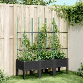 Jardinera con enrejado PP negro 120x40x142,5 cm de , Maceteros y jardineras - Ref: Foro24-367958, Precio: 68,50 €, Descuento: %