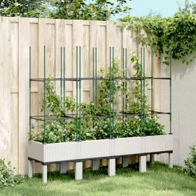 Jardinera con enrejado PP blanco 160x40x142,5 cm de , Maceteros y jardineras - Ref: Foro24-367964, Precio: 73,65 €, Descuento: %