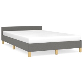 Estructura de cama con cabecero tela gris oscuro 120x190 cm de , Camas y somieres - Ref: Foro24-379535, Precio: 115,39 €, Des...