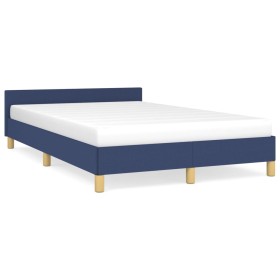 Estructura de cama con cabecero tela azul 120x190 cm de , Camas y somieres - Ref: Foro24-379540, Precio: 123,30 €, Descuento: %