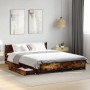 Cama con cajones madera de ingeniería roble ahumado 120x200 cm de , Camas y somieres - Ref: Foro24-3279939, Precio: 175,67 €,...