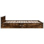 Cama con cajones madera de ingeniería roble ahumado 120x200 cm de , Camas y somieres - Ref: Foro24-3279939, Precio: 175,67 €,...