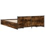 Cama con cajones madera de ingeniería roble ahumado 120x200 cm de , Camas y somieres - Ref: Foro24-3279939, Precio: 175,67 €,...