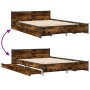 Cama con cajones madera de ingeniería roble ahumado 120x200 cm de , Camas y somieres - Ref: Foro24-3279939, Precio: 175,67 €,...