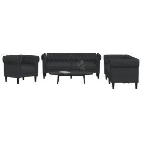 Juego de sofás 3 piezas tela negro de , Sofás - Ref: Foro24-3209193, Precio: 878,71 €, Descuento: %