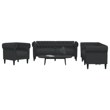 Juego de sofás 3 piezas tela negro de , Sofás - Ref: Foro24-3209193, Precio: 878,71 €, Descuento: %