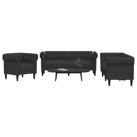 Juego de sofás 3 piezas tela negro de , Sofás - Ref: Foro24-3209193, Precio: 895,30 €, Descuento: %