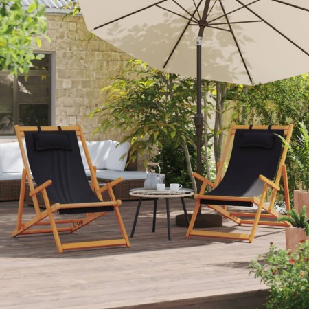 Sillas de playa plegables 2 unidades tela negro de , Sillas de jardín - Ref: Foro24-3214486, Precio: 131,91 €, Descuento: %