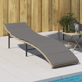 Tumbona con cojín ratán sintético beige 55x199x50 cm de , Tumbonas - Ref: Foro24-368249, Precio: 123,82 €, Descuento: %
