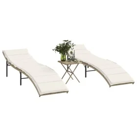 Tumbonas con mesita 2 unidades ratán sintético beige de , Tumbonas - Ref: Foro24-368254, Precio: 234,72 €, Descuento: %
