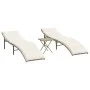 Sun loungers with table 2 units beige synthetic rattan by , Loungers - Ref: Foro24-368254, Price: 234,72 €, Discount: %