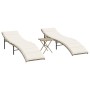 Tumbonas con mesita 2 unidades ratán sintético beige de , Tumbonas - Ref: Foro24-368254, Precio: 158,04 €, Descuento: %