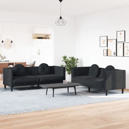Juego de sofás con cojines 2 piezas terciopelo negro de , Sofás - Ref: Foro24-3209262, Precio: 553,82 €, Descuento: %
