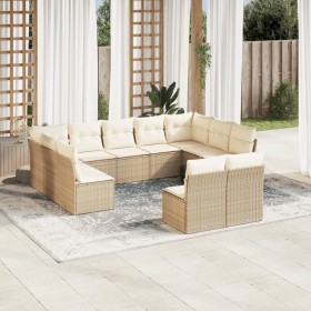 Set de sofás de jardín 11pzas con cojines ratán sintético beige en Conjuntos de jardín | Comprar online en Foru.es