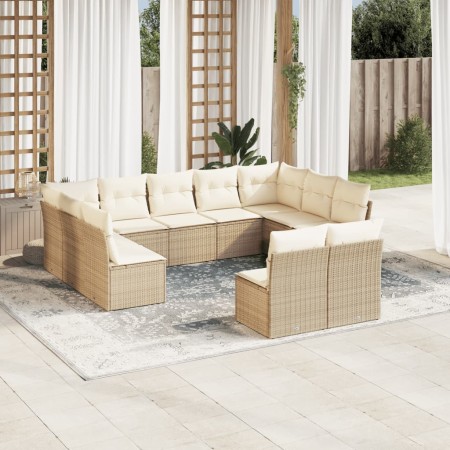 Set de sofás de jardín 11pzas con cojines ratán sintético beige en Conjuntos de jardín | Comprar online en Foru.es