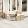 Set de sofás de jardín 11pzas con cojines ratán sintético beige en Conjuntos de jardín | Comprar online en Foru.es