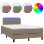 Cama box spring con colchón y LED tela gris taupe 120x190 cm de , Camas y somieres - Ref: Foro24-3270057, Precio: 376,38 €, D...
