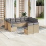 Set de sofás de jardín 11pzas con cojines ratán sintético beige en Conjuntos de jardín | Comprar online en Foru.es