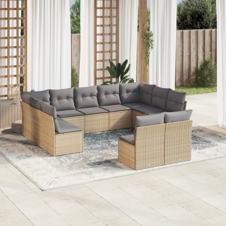 Set de sofás de jardín 11pzas con cojines ratán sintético beige en Conjuntos de jardín | Comprar online en Foru.es