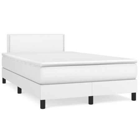Cama box spring con colchón cuero sintético blanco 120x190 cm de , Camas y somieres - Ref: Foro24-3269814, Precio: 421,13 €, ...