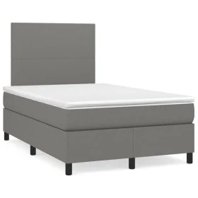 Cama box spring con colchón y LED tela marrón oscuro 120x190 cm de , Camas y somieres - Ref: Foro24-3270184, Precio: 437,28 €...