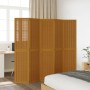 Biombo separador de 5 paneles madera maciza paulownia marrón de , Divisores de ambientes - Ref: Foro24-358822, Precio: 114,48...