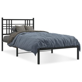 Estructura de cama con cabecero metal negro 90x190 cm de , Camas y somieres - Ref: Foro24-376316, Precio: 84,76 €, Descuento: %