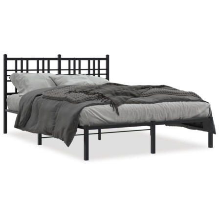 Estructura de cama con cabecero metal negro 120x190 cm de , Camas y somieres - Ref: Foro24-376321, Precio: 105,31 €, Descuent...