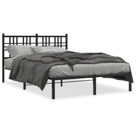 Estructura de cama con cabecero metal negro 135x190 cm de , Camas y somieres - Ref: Foro24-376323, Precio: 86,47 €, Descuento: %