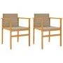 Sillas de jardín con cojín 2 uds ratán PE beige y madera acacia de , Sillas de jardín - Ref: Foro24-368713, Precio: 128,18 €,...