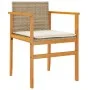 Sillas de jardín con cojín 2 uds ratán PE beige y madera acacia de , Sillas de jardín - Ref: Foro24-368713, Precio: 128,18 €,...