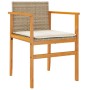Sillas de jardín con cojín 2 uds ratán PE beige y madera acacia de , Sillas de jardín - Ref: Foro24-368713, Precio: 117,18 €,...
