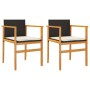 Sillas de jardín con cojín 2 uds ratán PE negro y madera acacia de , Sillas de jardín - Ref: Foro24-368711, Precio: 115,41 €,...