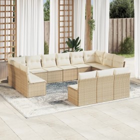 Set sofás de jardín con cojines 13 pzas ratán sintético beige en Conjuntos de jardín | Comprar online en Foru.es