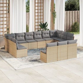 Set sofás de jardín con cojines 13 pzas ratán sintético beige en Conjuntos de jardín | Comprar online en Foru.es