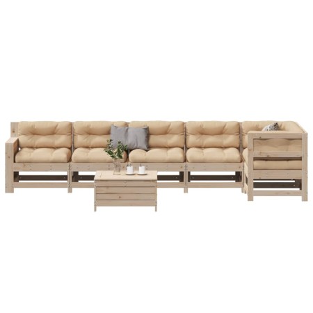Juego de muebles de jardín 7 pzas y cojines madera maciza pino de , Conjuntos de jardín - Ref: Foro24-3250876, Precio: 753,56...