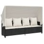 Tumbona con capota y cojines ratán sintético negro de , Tumbonas - Ref: Foro24-368353, Precio: 256,34 €, Descuento: %