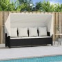 Tumbona con capota y cojines ratán sintético negro de , Tumbonas - Ref: Foro24-368353, Precio: 256,34 €, Descuento: %