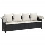 Tumbona con capota y cojines ratán sintético negro de , Tumbonas - Ref: Foro24-368353, Precio: 256,34 €, Descuento: %