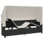Tumbona con capota y cojines ratán sintético negro de , Tumbonas - Ref: Foro24-368353, Precio: 256,34 €, Descuento: %
